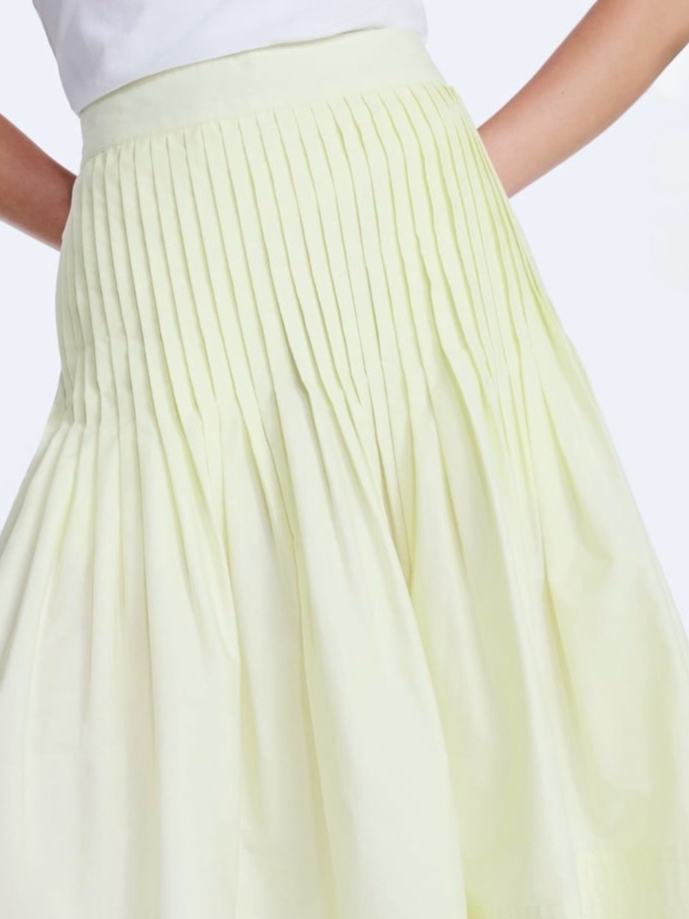 Free Assembly Yellow Pintuck Pleated Midi Skirt XL Cottagecore Coquette Preppy - Picture 11 of 11